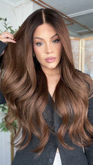 Brunette Wigs 100% Real Human Hair for Caucasian 180% Density