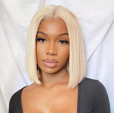 613 Blonde Straight Bob Wig with Middle Part Human Hair Wigs