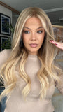 Dirty Blonde Highlights Wigs 100% Real Human Hair for Caucasian 180% Density