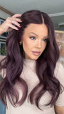 Wine Red Wigs 100% Real Human Hair for Caucasian 180% Density