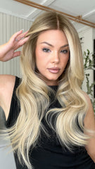 Ombre Ashy Blonde Wigs 100% Real Human Hair for Caucasian 180% Density