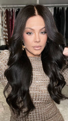 Natural Black Wavy Wigs 100% Real Human Hair for Caucasian 180% Density