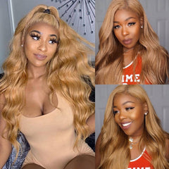 #27 Honey Blonde (Light Brown) Colored Wavy 13x4 Lace Wig 100% Human Hair