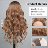 Mixed Brown&Blonde Color #12/613 Highligh Body Wave Human Hair Wig
