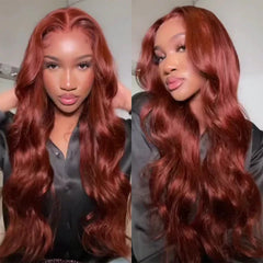 #33 Reddish Auburn Color Body Wave 13x4 Lace Front Human Hair Wigs