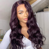 Dark Purple Plum Color Wigs Body Wave Preplucked Human Hair Wigs