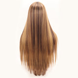 Piano Highlight Brown Color Wig with Bangs 100% Human Hair