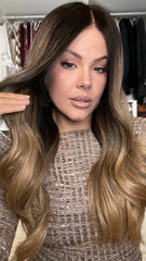 Ombre Black Brown Wigs 100% Real Human Hair for Caucasian 180% Density