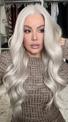 White Blonde Wigs 100% Real Human Hair for Caucasian 180% Density