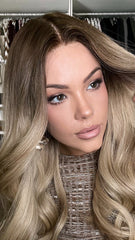 Ombre Brown Blonde Wigs 100% Real Human Hair for Caucasian 180% Density