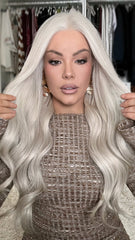 White Blonde Wigs 100% Real Human Hair for Caucasian 180% Density