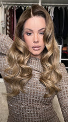 Ombre Honey Blonde Wavy Wigs 100% Real Human Hair for Caucasian 180% Density