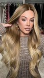 Ombre Honey Blonde Wavy Wigs 100% Real Human Hair for Caucasian 180% Density