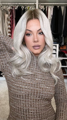 White Wigs with Black Roots 100% Real Human Hair for Caucasian 180% Density