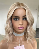 Short Bob Highlights Platinum Blonde Lace Front Wigs for White Women 100% Human Hair