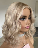 Short Bob Highlights Platinum Blonde Lace Front Wigs for White Women 100% Human Hair