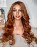 Orange Ginger Brown Lace Front Wigs for White Women 100% Human Hair