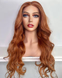 Orange Ginger Brown Lace Front Wigs for White Women 100% Human Hair