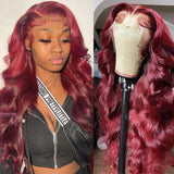 #99J Burgundy Wine Red Body Wave Glueless 4x4 Lace Human Hair Wigs