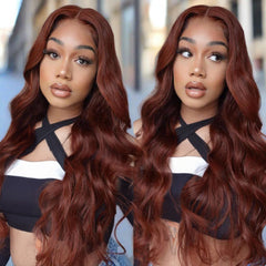 #33 Reddish Auburn Color Body Wave 13x4 Lace Front Human Hair Wigs