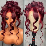 #99J Burgundy Wine Red Body Wave Glueless 4x4 Lace Human Hair Wigs