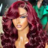 #99J Burgundy Wine Red Body Wave Glueless 4x4 Lace Human Hair Wigs