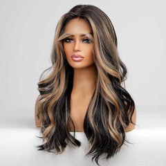 Brown Highlight Lace Front Wig for White Women 100% Human Hair