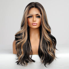 Brown Highlight Lace Front Wig for White Women 100% Human Hair