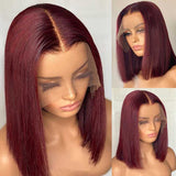 Burgundy Red 99J Color Bob Wig Straight Human Hair Wigs for Black Women 180% Density