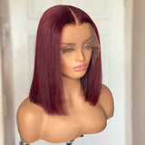 Burgundy Red 99J Color Bob Wig Straight Human Hair Wigs for Black Women 180% Density