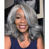 Salt and Pepper Human Hair Wigs 180% Density