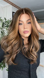 Brown Blonde Highlights Wigs 100% Real Human Hair for Caucasian