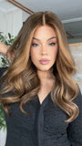 Brown Blonde Highlights Wigs 100% Real Human Hair for Caucasian