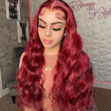 #99J Burgundy Wine Red Body Wave Glueless 4x4 Lace Human Hair Wigs