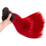 Blood Red Human Hair Bundles Straight Dark Roots | SULMY.