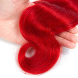 Bright Red Bundles With Frontal Red Body Wave Human Hair Dark Roots | SULMY.