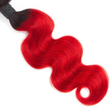 Bright Red Bundles With Frontal Red Body Wave Human Hair Dark Roots | SULMY.