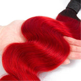 Bright Red Bundles With Frontal Red Body Wave Human Hair Dark Roots | SULMY.