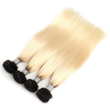 Black Roots 613 Bundles With Closure Straight Ombre Blonde Human Hair | SULMY.