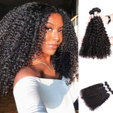 SULMY 3 Bundles Deal Curly Brazilian Virgin Human Hair Weave Bundles
