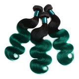 Dark Green Bundles With Frontal Green Body Wave Human Hair Dark Roots | SULMY.