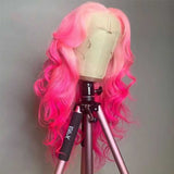 Ombre Pink Ombre Pink Wavy Lace Front Wig 100% Real Human Hair