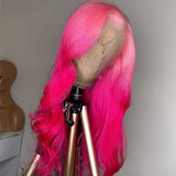 Ombre Pink Ombre Pink Wavy Lace Front Wig 100% Real Human Hair