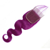 Purple Bundles With Closure Wavy Dark Purple Weave With Closure