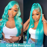 SULMY Mint Green Straight Human Hair Wigs