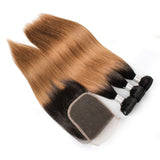 Sulmy 3 Bundles With Closure 1b #30 Ombre straight Brazilian Hair Weave | SULMY.