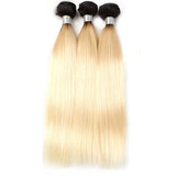 Black Roots 613 Bundles With Closure Straight Ombre Blonde Human Hair | SULMY.