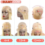 SULMY Blue Wigs With Highlights 100% Human Hair