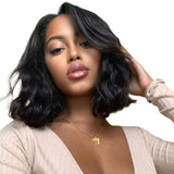 Closure Bob Wigs Human Hair Free Part Lace Wigs -Body Wave