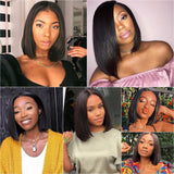 Middle Part Closure Bob Wigs 4x4 Glueless Human Hair Lace Wigs Pre-plucked 180% Density -SULMY